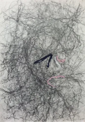 Alexander Karner, O.T., Kolorierte Frottage auf Papier, 2012