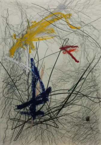 Alexander Karner, O.T., Kolorierte Frottage auf Papier, 2013