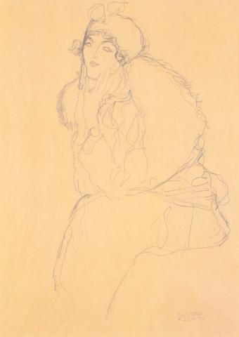 Gustav Klimt, Studie zu einem Damenbildnis, Bleistiftzeichnung, 1915/17